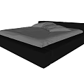 Modern Double Bed With Black Frame White Mattress And Soft Pillows 3d model