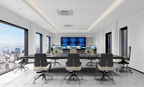 Command Control Room of Modern Monitoring Room 3d model