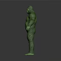 Green Muscular Gorilla Like Character Standing As Giant Mythical Creature