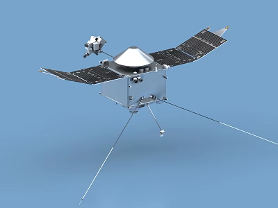 Detailed Satellite Spacecraft With Solar Panels Antenna And Metallic Structure 3d model