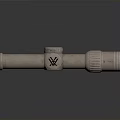 Weapon Scope With Silver Metallic Finish Adjustment Knobs And Detailed Emblem Design 3d model