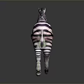 Game and Movie Character Zebra with Black White Stripes Standing on Gray Background with Reflection