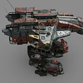 Smart Red Gray Armored Machine With Heavy Duty Mechanical Joints And Structure 3d model