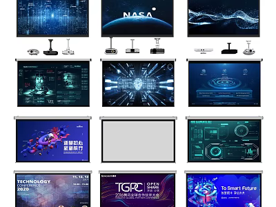 Projection Monitoring System With Smart Digital Data Display And Interface Technology Screens 3d model