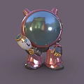 Pink Astronaut Decorative Ornament Set With Helmet And Holding Bottle