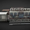 Industrial Mechanical Equipment With Control Panels Pipes And Metal Structures
