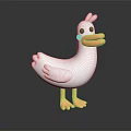 Cute White Duck Character 3D Model With Orange Beak And Feet