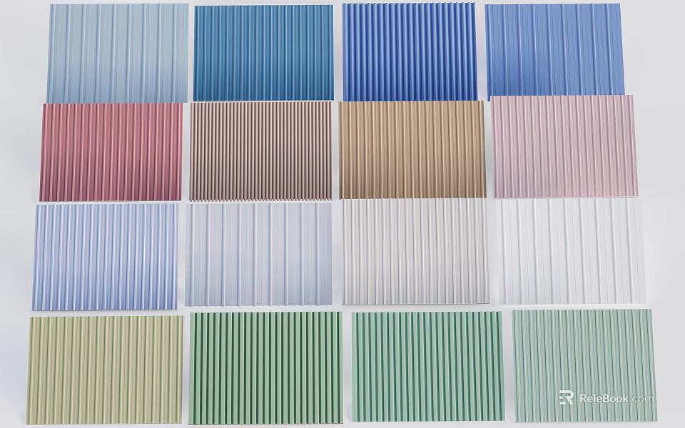 Colorful Striped Glass Panels In Various Pastel And Vibrant Hues 3d model 