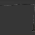 Black Metal Curved Long Slender Arm Bracket With Support Structure And Square Base