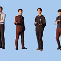 Group of Men in Different Outfits Holding Cups and Standing Together