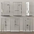 Different Styles of Shower Systems Installed in Transparent Glass Shower Enclosures for Modern Bathroom Design