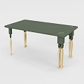 Elegant Green Dining Table With Smooth Top And Light Wood Decorative Legs 3d model