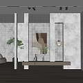 Modern Interior With Glass Block Partition Wooden Floor Lighting And Plants