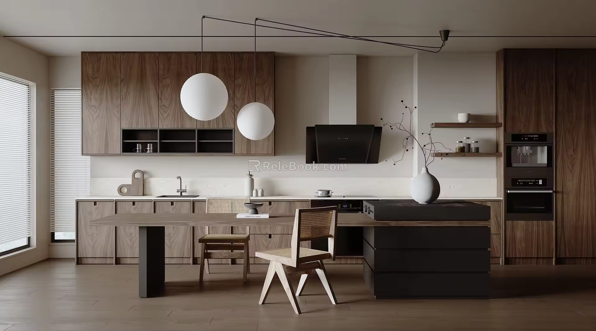Middle style open kitchen 3d model