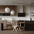 Middle style open kitchen 3d model