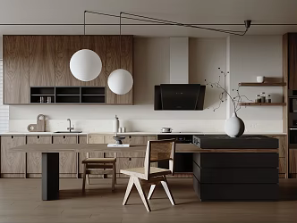 Middle style open kitchen 3d model