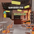 Modern Restaurant Exterior With Neon Signage Glass Doors Outdoor Seating And City Night View