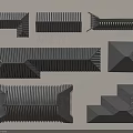 Black Textured Structural Components With Various Geometric Shapes And Folded Designs 3d model