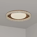 Elegant Modern Flush Mount Ceiling Light With Crystal Trim And Wooden Frame Design 3d model