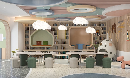 Modern Kindergarten Reading Room 3d model