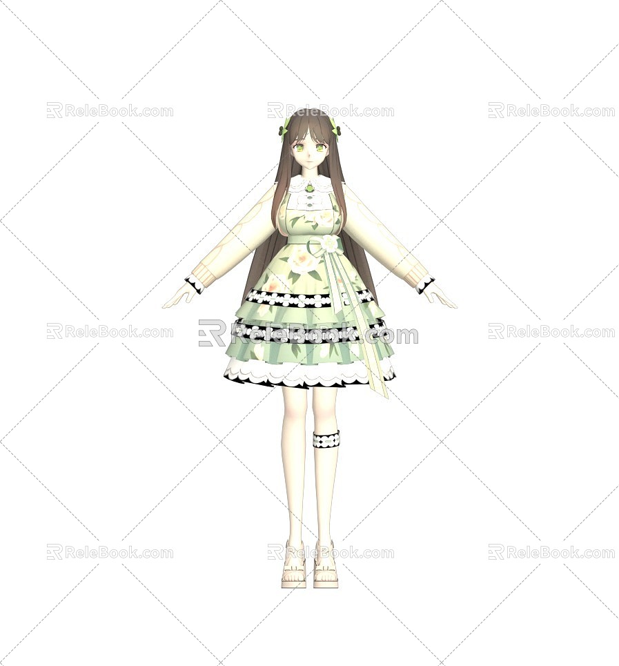 Second-dimensional noble sister beautiful girl princess 3d model