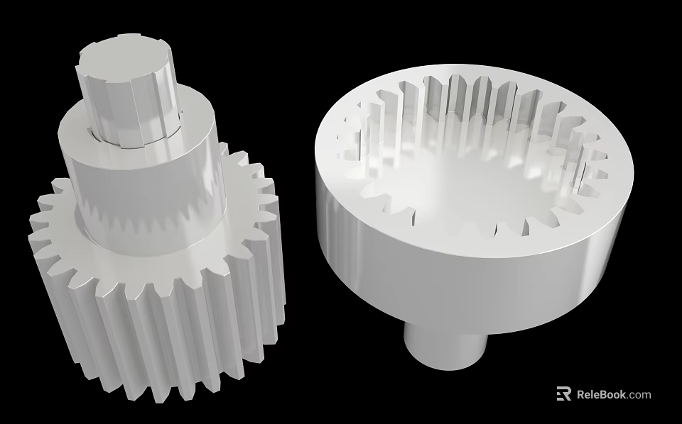Layered And Inner White Metal Gears As Hardware Tools Components 3d model 