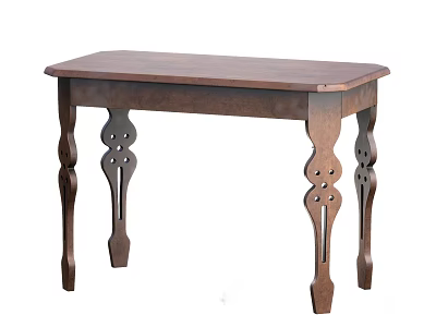 Dark Brown Wooden Side Table Featuring Carved Decorative Legs Classic Style 3d model