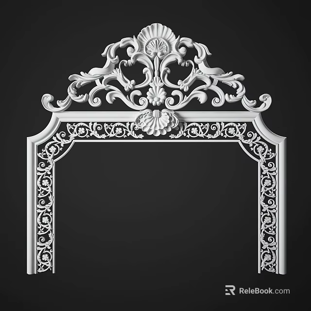 Ornate Classical Carved Frame with Intricate Floral Patterns and Elegant Design 3d model 