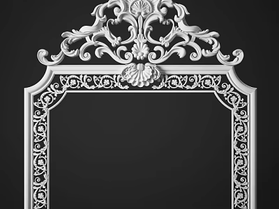 Ornate Classical Carved Frame with Intricate Floral Patterns and Elegant Design 3d model