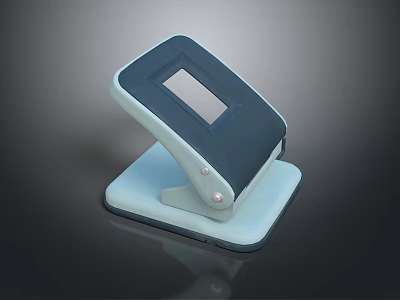 Light Blue And Dark Blue Ergonomic Hole Puncher For Office And Home Use 3d model