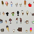 Various Types of Ice Cream Including Cones Popsicles Sundaes and Cups