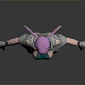 Futuristic Sci Fi Character With Purple Ears And Silver Blue Metallic Suit