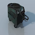 Old Green Welding Machine with Wheels and Cables on Smooth Surface 3d model