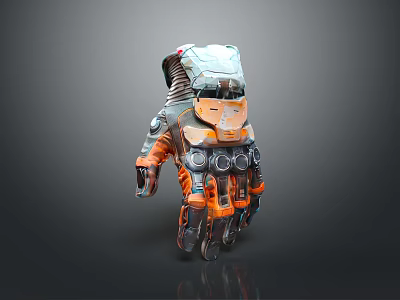 Innovative Mechanical Prosthetic Hand With Orange Accents Intricate Design For Daily Living 3d model