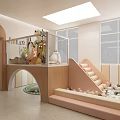 Bright Kindergarten Reception Area With Welcome Sign Colorful Bookshelves Wooden Decor And Green Plant