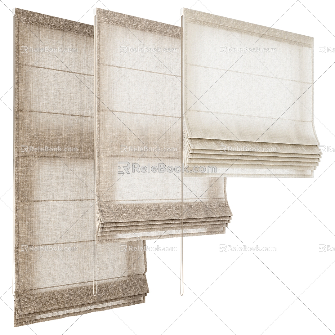 Fabric Plain Curtain Roman Curtain 3d model