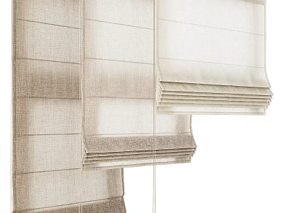 Stylish Beige Roman Shades In Different Folded States 3d model