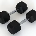 Black Hexagonal Dumbbells With Silver Bars For Home Gym Fitness Equipment