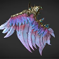 Colorful Feather Wall Decoration with Pink Purple Blue Plumes and Gold Accents