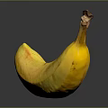 Fresh Yellow Banana with Brown Spots on Black Background and Clear Reflection