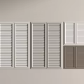 White and Brown Window Shutters with Various Panel Styles and Designs 3d model