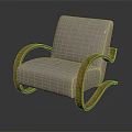 Modern Wooden Rocking Chair Featuring Beige Cushion Curved Armrest And Rocking Base