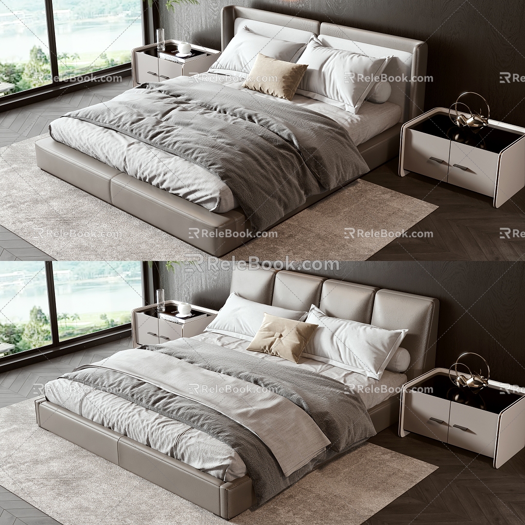 Modern Double Bed 3d model