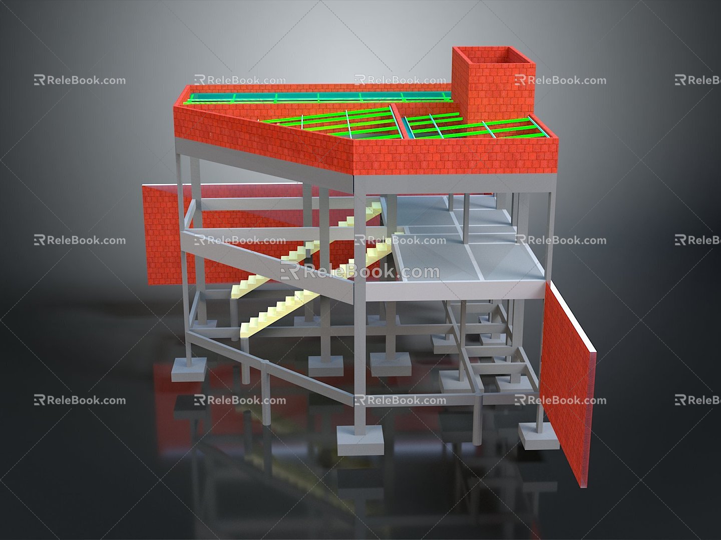 Iron frame large iron frame iron frame house factory industrial iron frame iron ladder rigid ladder work frame rigid scaffold 3d model