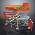 Scenic Landscape With Red Rock Structures Green Vegetation Staircase Paths And Platforms