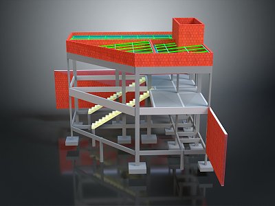 Iron frame large iron frame iron frame house factory industrial iron frame iron ladder rigid ladder work frame rigid scaffold 3d model