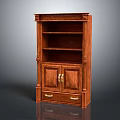 Traditional Wooden Bookcase With Carved Details Cabinet Doors And Drawer