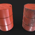 Industrial Equipment Red Oil Drums With Flame Warning Signs For Industrial Storage Containers