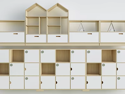 Modern Minimalist Bookcase Design With Open Shelves Closed Cabinets And Drawers 3d model