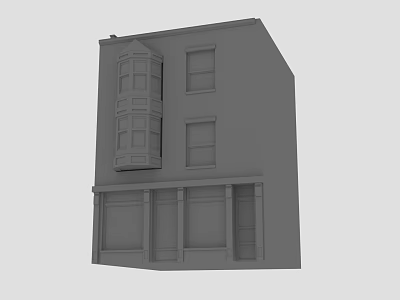 3D Multi Story Building Model With Arched Windows And Storefront Design 3d model